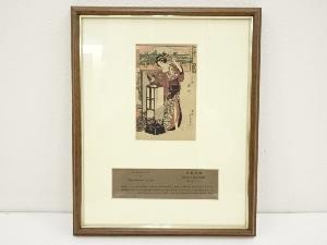 渓斎英泉　東都名所　日本堤の時雨　手摺木版画　額装